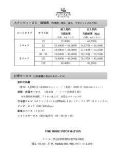 価格表Upper25(日本語)