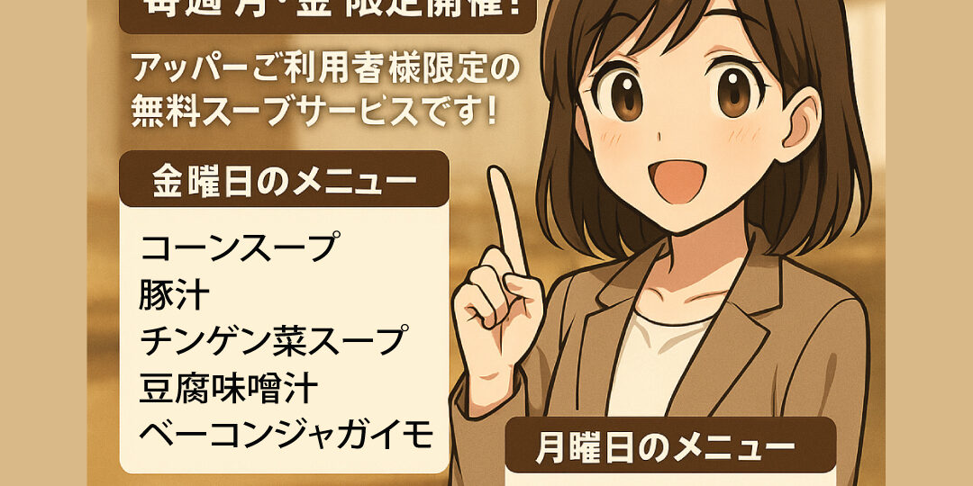 Upper SoupBar sign アッパーのスープバー月金開催