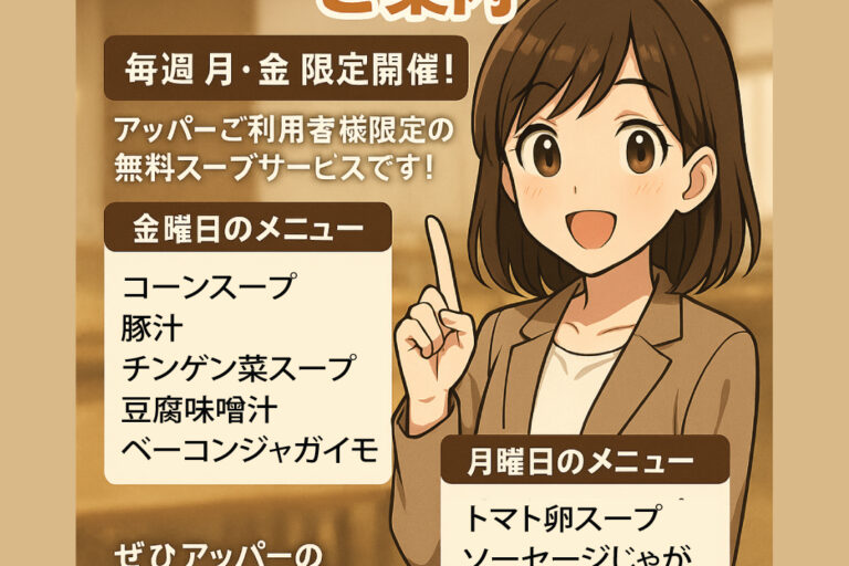 アッパーのスープバー月金開催